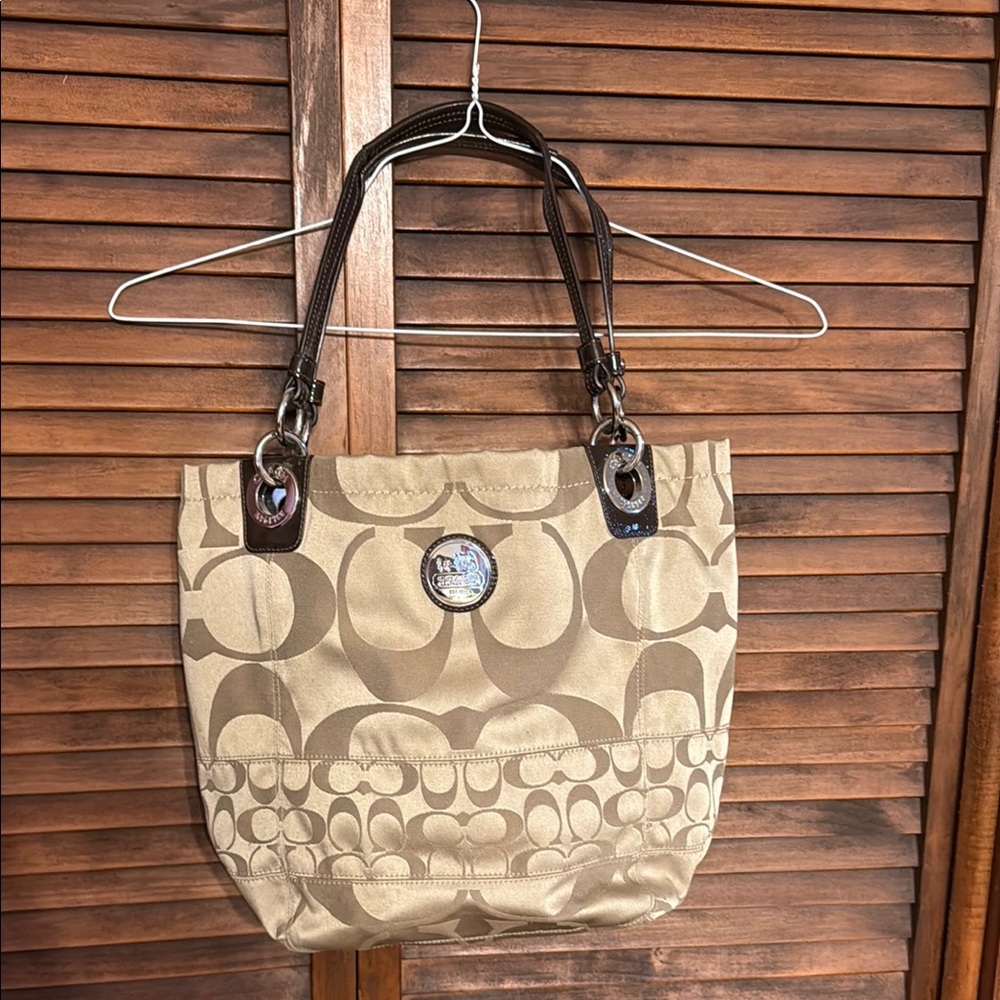 Coach Tan and Brown Signature Tote